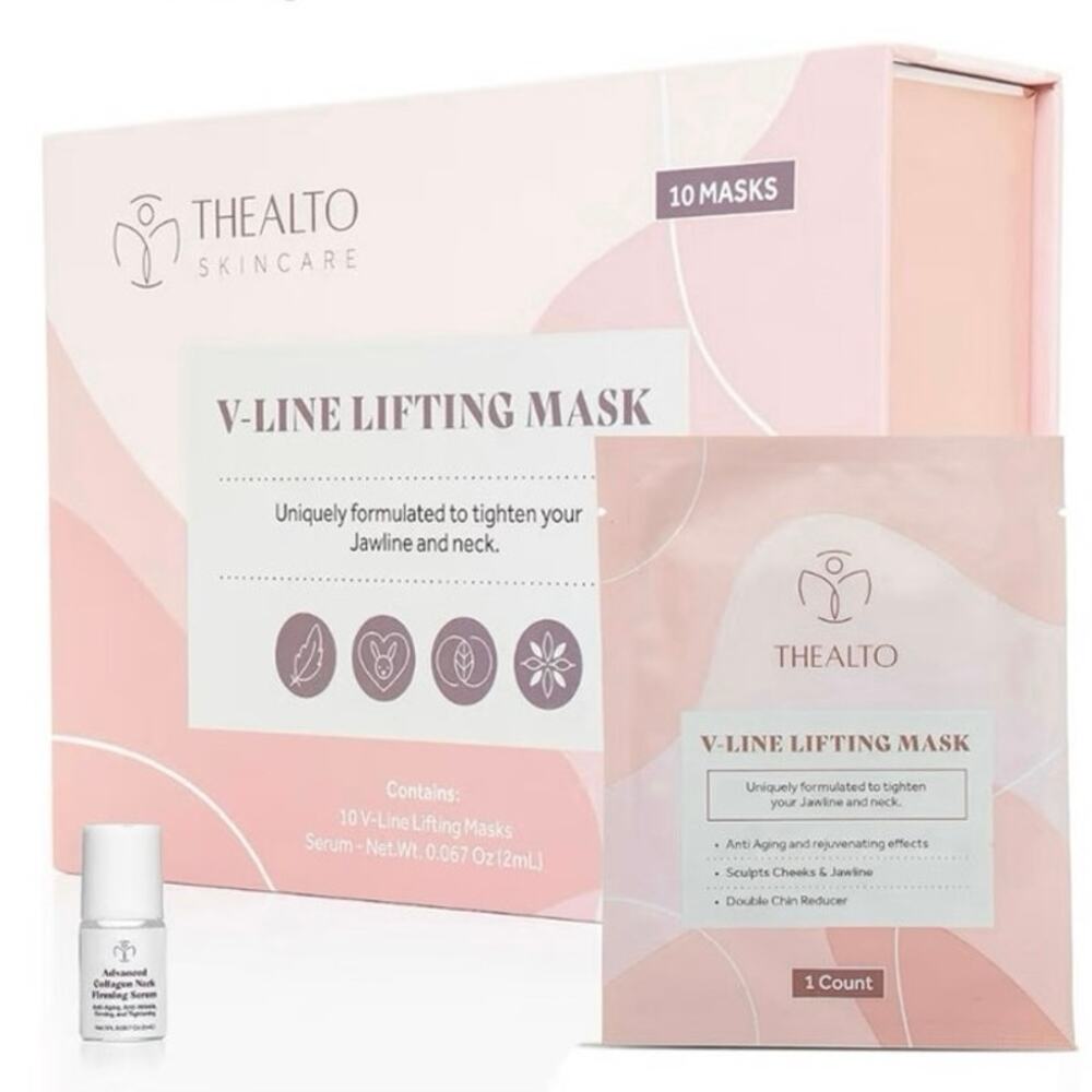 Thealto V Line Lifting Mask & Collagen Serum Set Double Chin Reducer Firming NEW